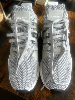 adidas EQT Knit Athletic Shoes in Light Gray and White